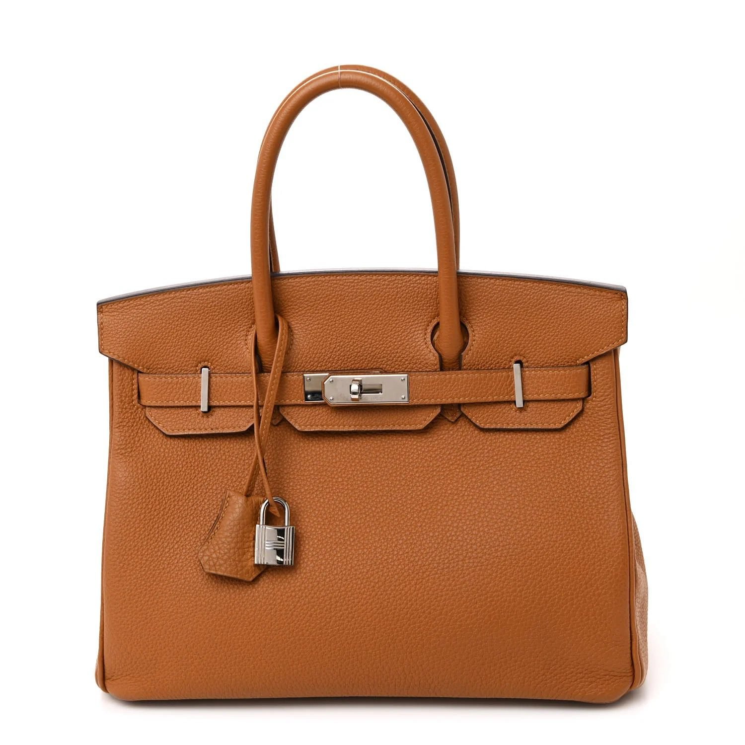 H Lock Designer Inspired Brown Leather Top Handle HandBag, Tote bag